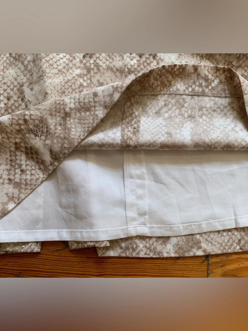 Ann Taylor Beige Snake-Print Pencil Skirt with Front Knot